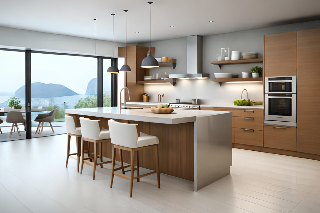 modern kitchen interior with table